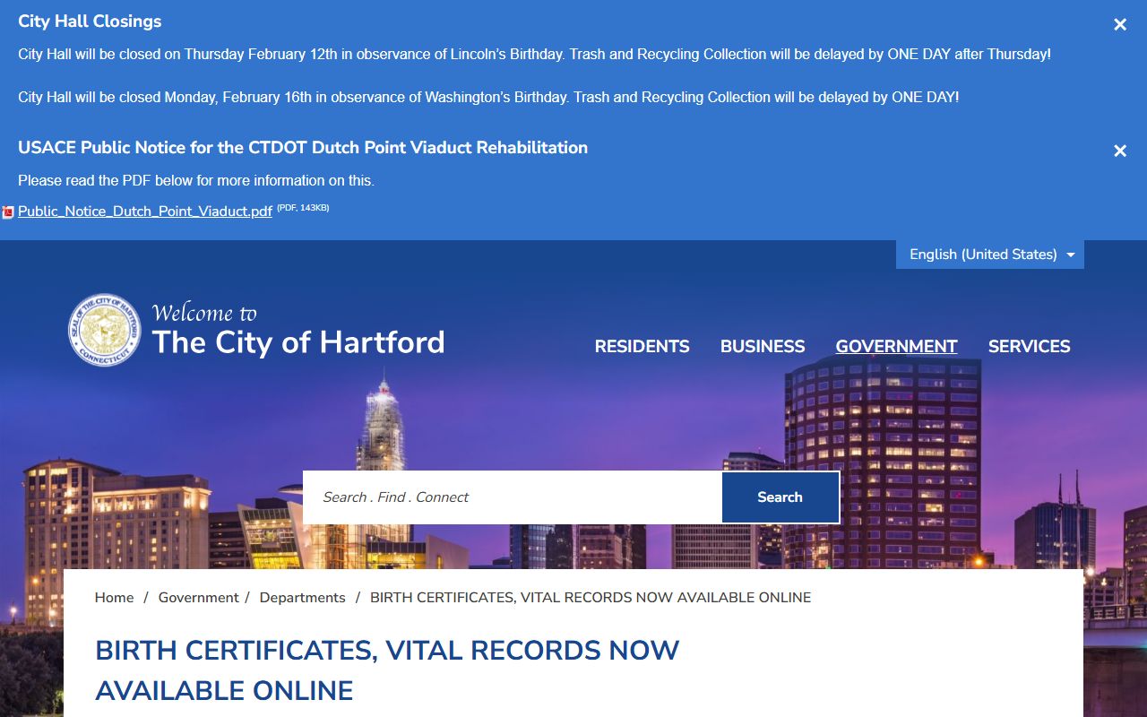 Hartford City Clerk online services news and updates