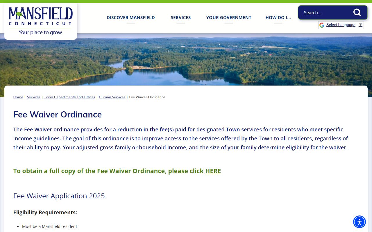 Mansfield Town Clerk website for birth records