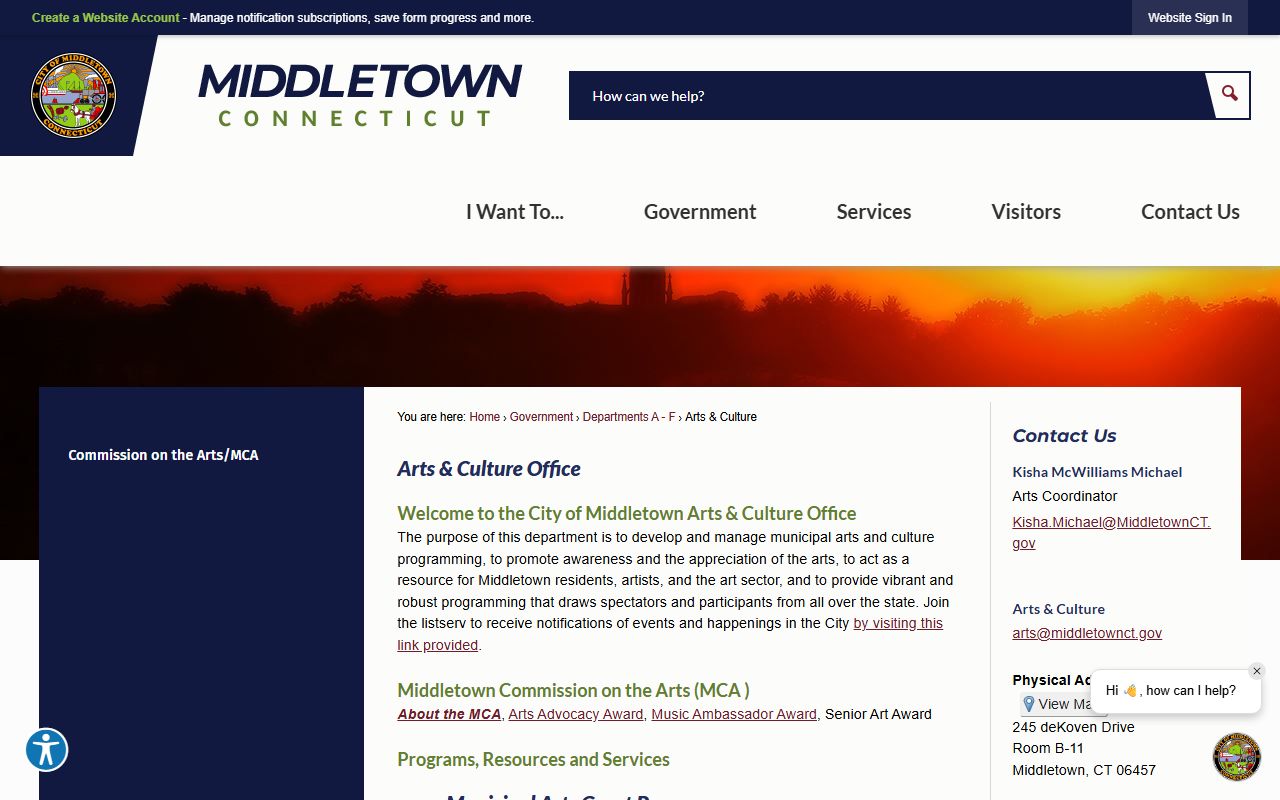 Middletown Town Clerk office building for birth certificate requests in Middlesex County
