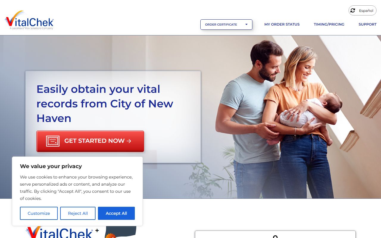 VitalChek online portal for ordering New Haven birth certificates