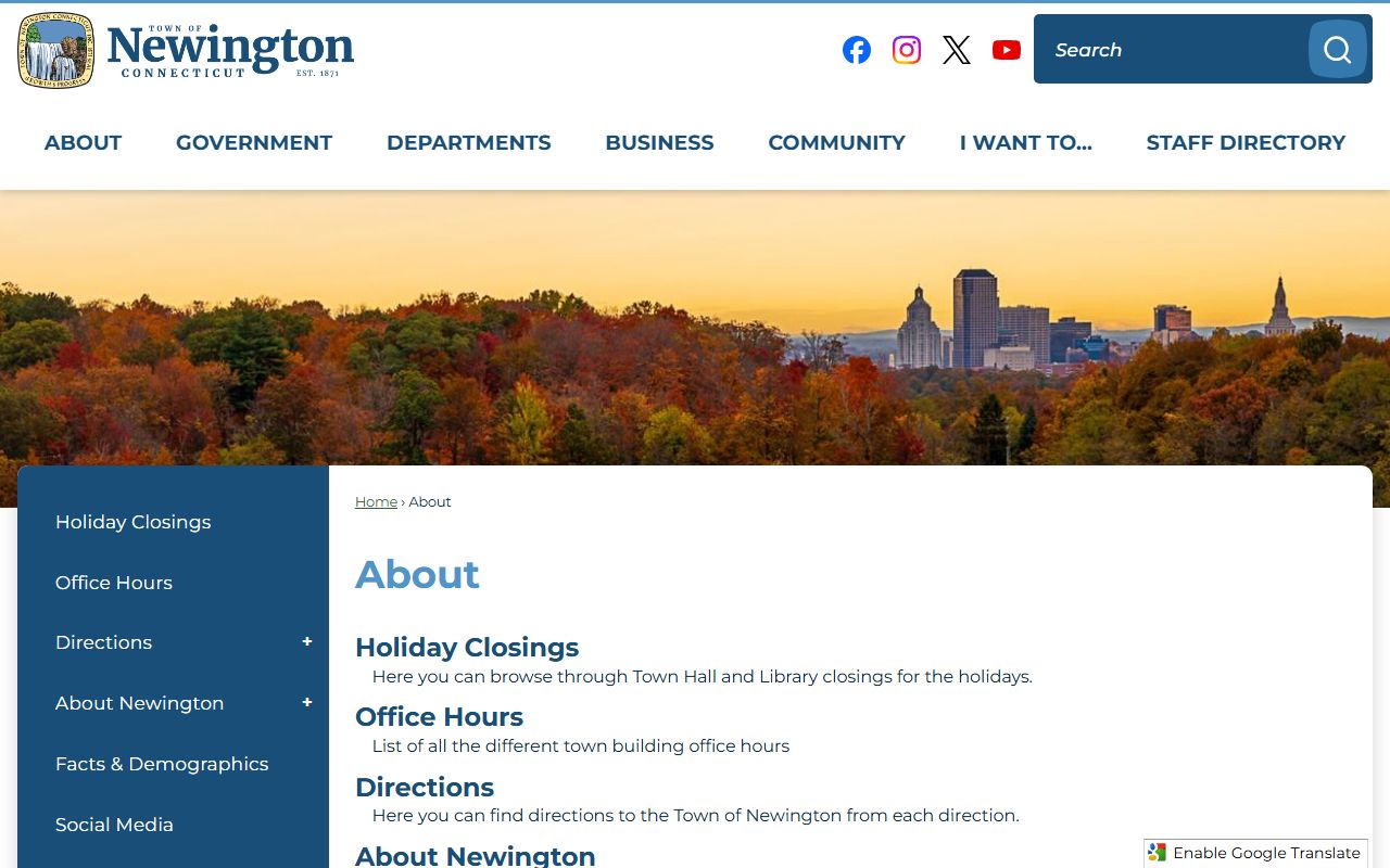 Newington Town Clerk office website