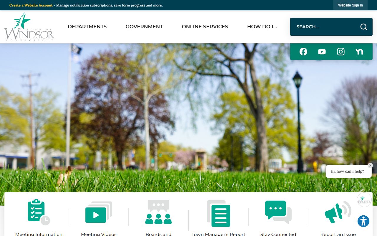 Windsor Town Clerk office for birth records